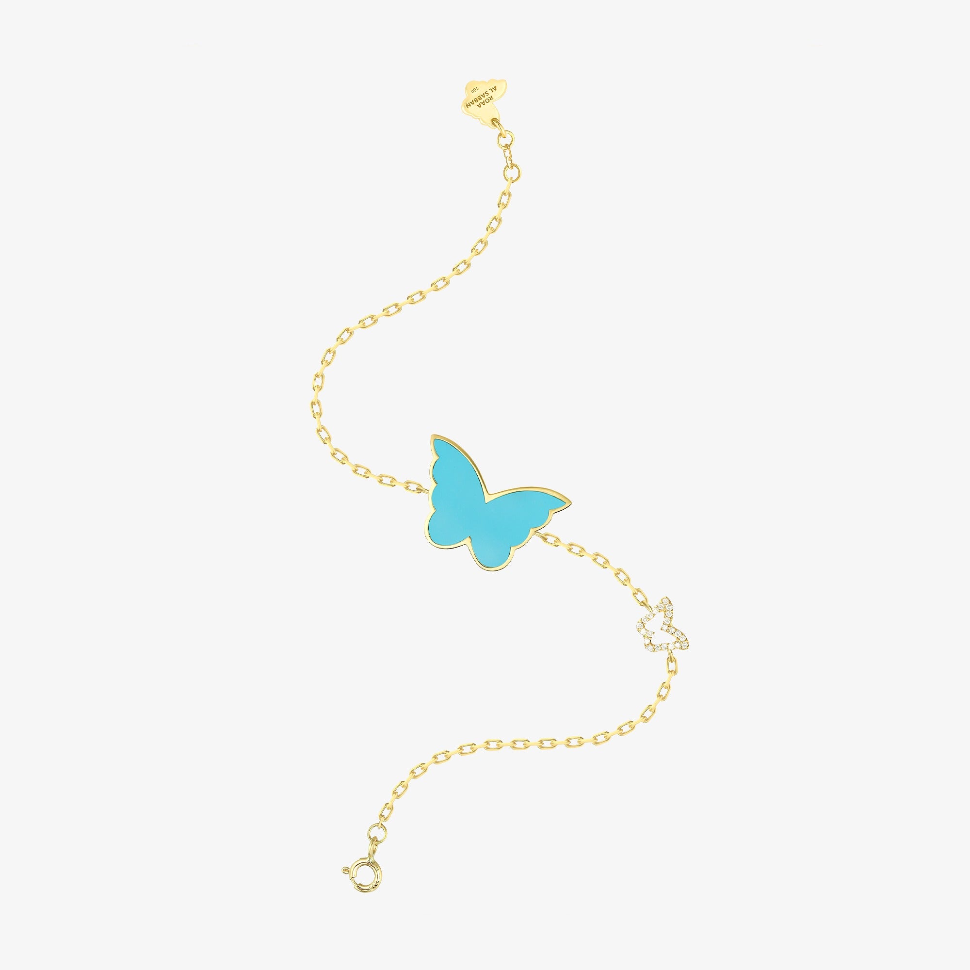 Classic Butterfly Yellow Gold Turquoise Single Bracelet