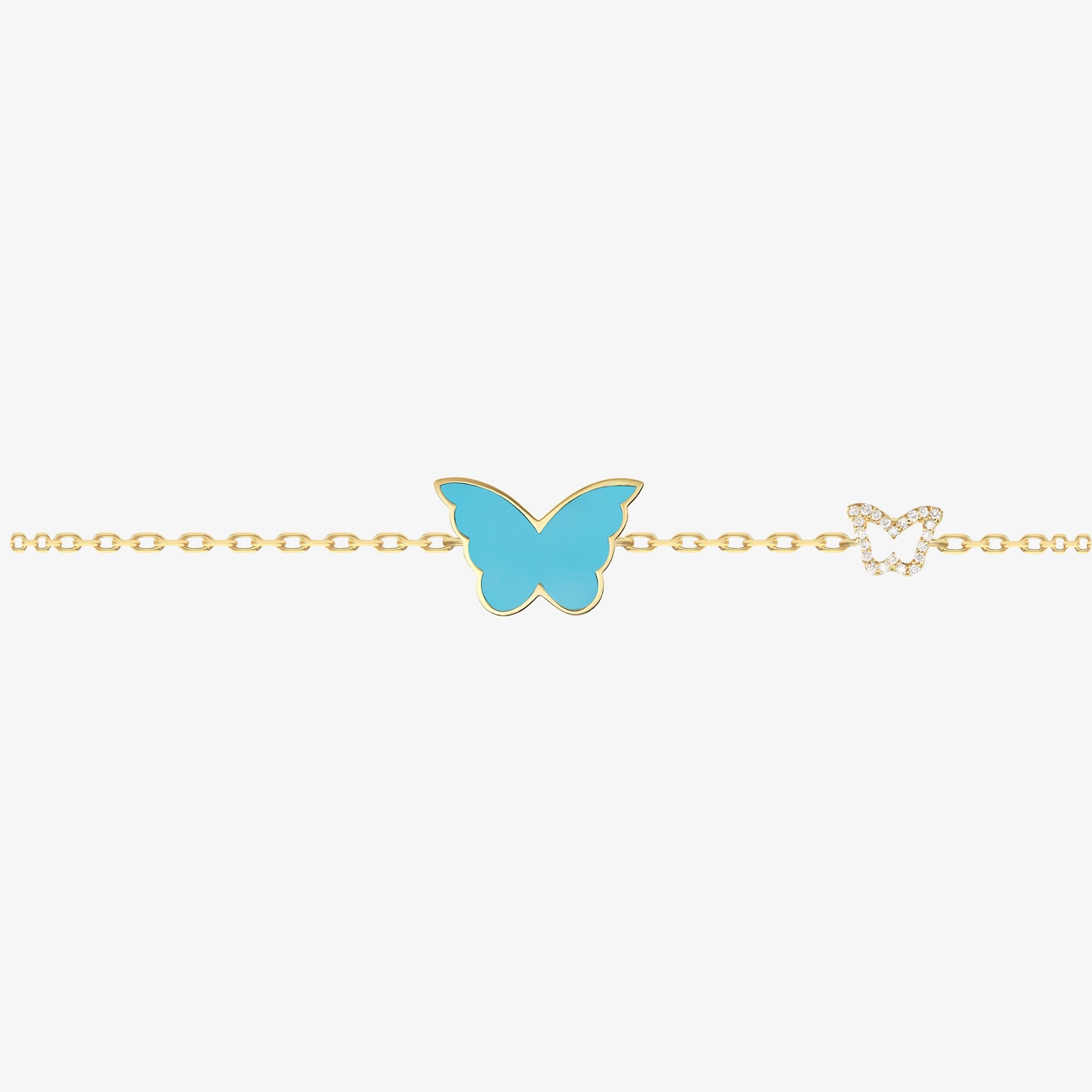 Classic Butterfly Yellow Gold Turquoise Kids Single Bracelet
