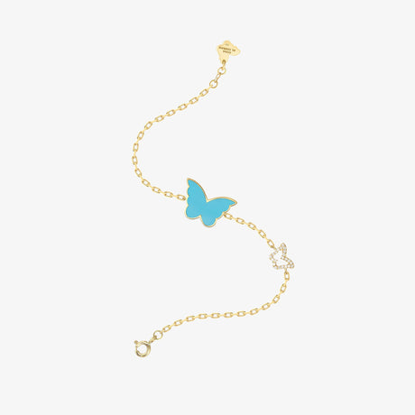Classic Butterfly Yellow Gold Turquoise Kids Single Bracelet - BRACELET KIDS by Samra Jewellery