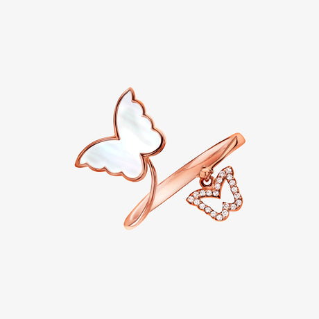 Classic Butterfly Rose Gold Mother of Pearl Kids Ring - RING KIDS by Samra Jewellery