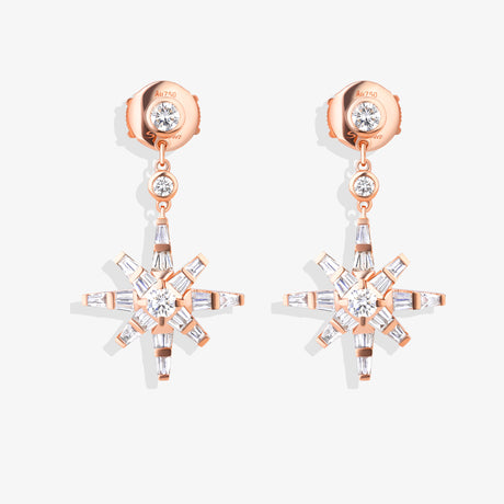 Daw Rose Gold Diamond Dangling Earrings - EARRING WOMAN by Samra Jewellery