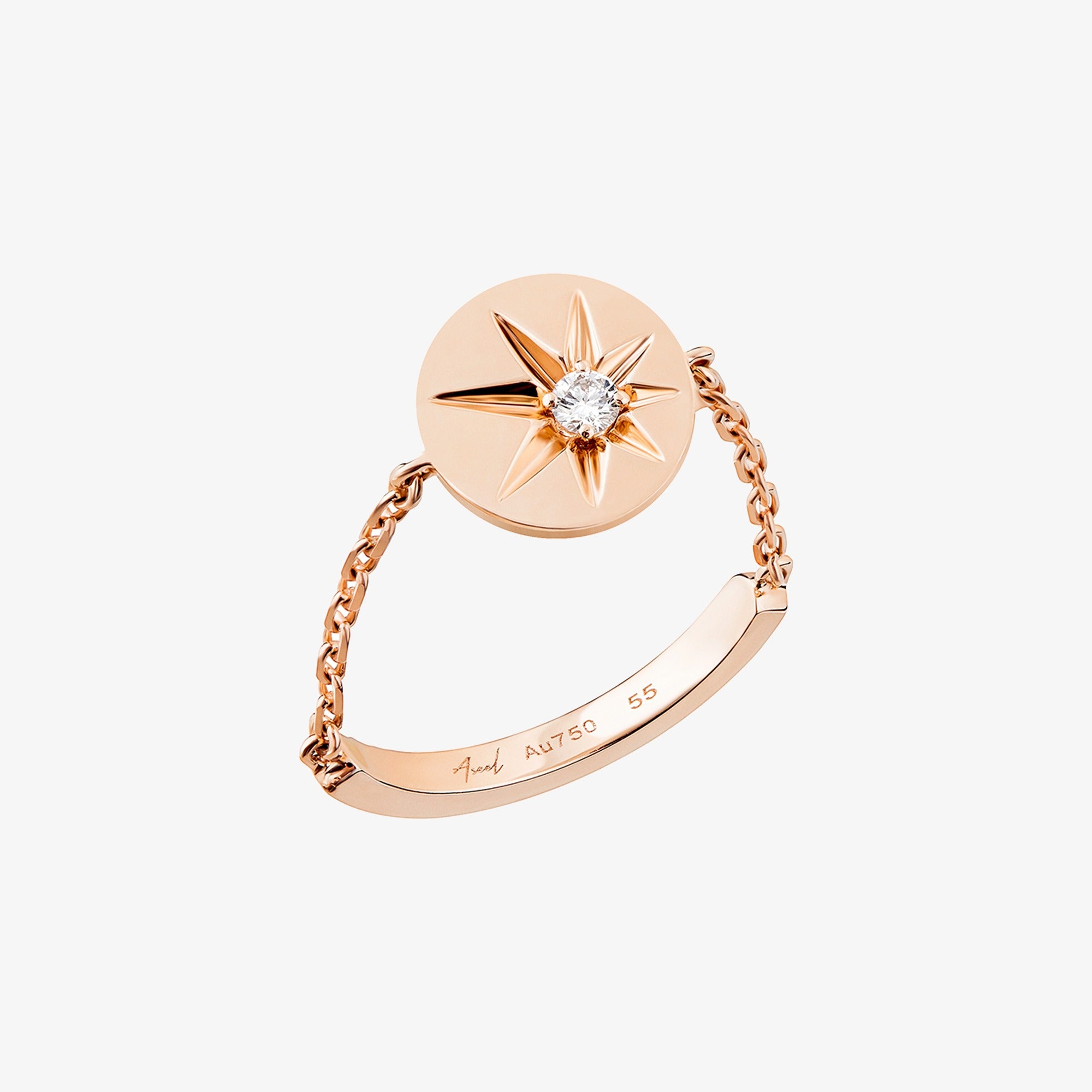 خاتم من الذهب الزهري المرصّع بالماس من مجموعة ضوء