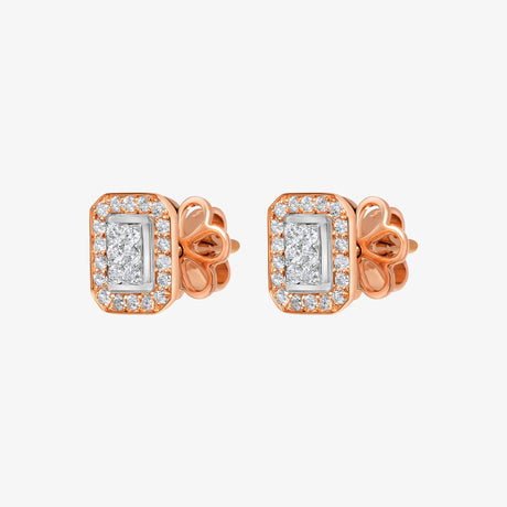 Barq Octagon Rose Gold Diamond Small Earring - EARRING WOMAN by Samra Jewellery