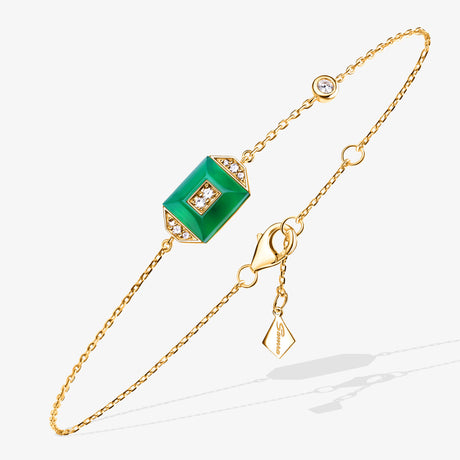 Layl Yellow Gold Diamond Green Agate Bracelet - BRACELET WOMAN by Samra Jewellery