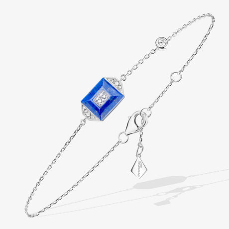 Layl White Gold Diamond Lapis Lazuli Bracelet - BRACELET WOMAN by Samra Jewellery