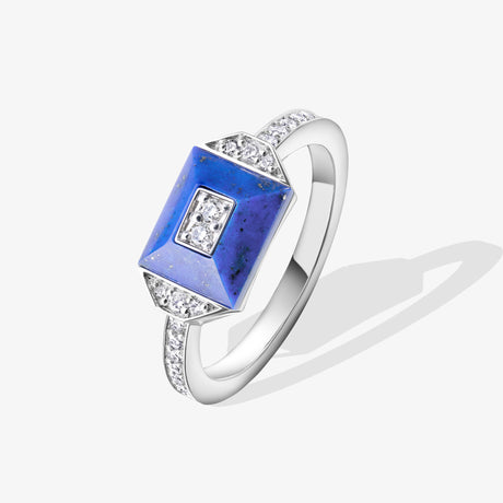 Layl White Gold Diamond Lapis Lazuli Single Ring - RING WOMAN by Samra Jewellery