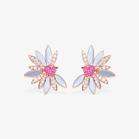 Love Me, Love Me Not Rose Gold Pink Sapphire Earring - EARRING WOMAN by Samra Jewellery