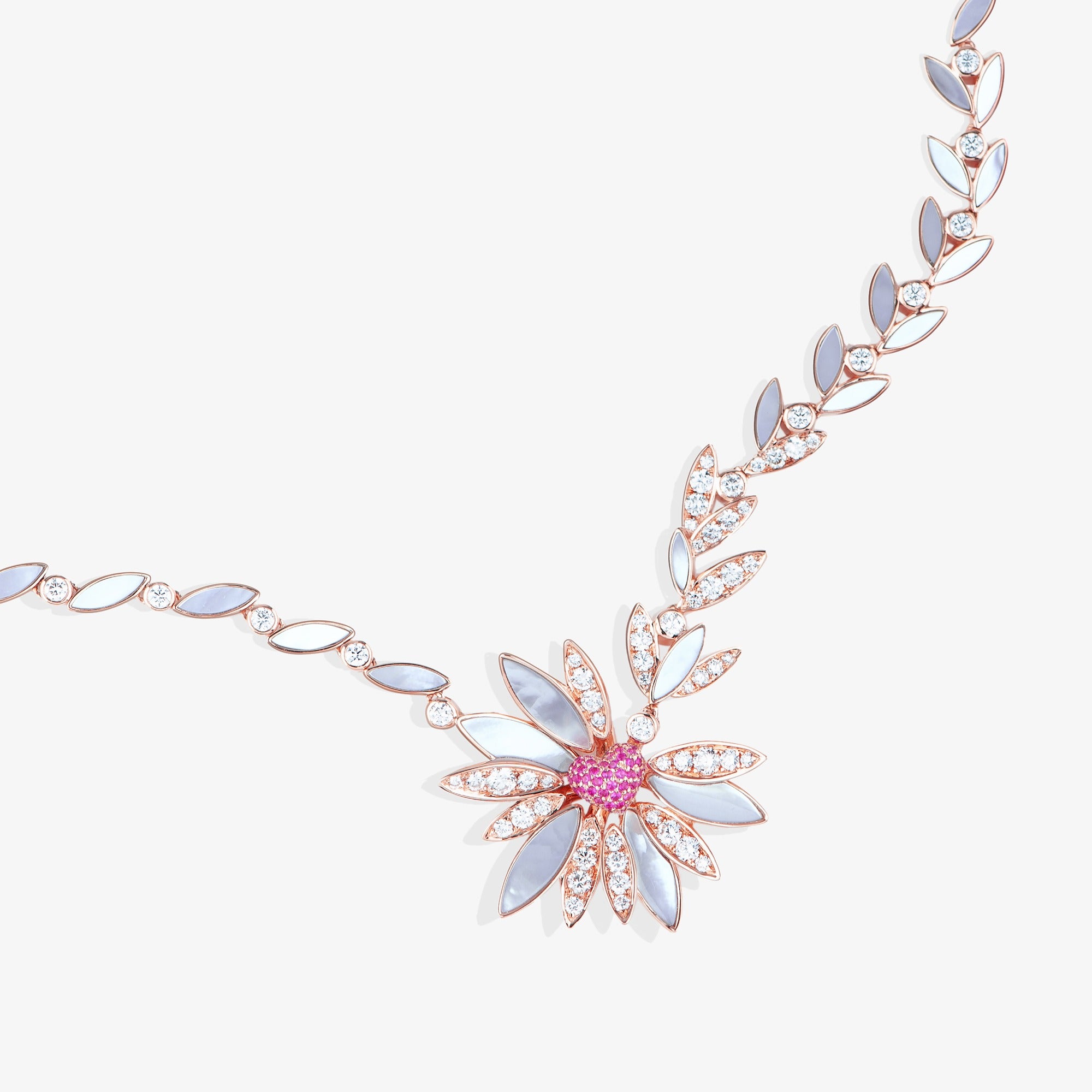 Love Me, Love Me Not Rose Gold Pink Sapphire Necklace