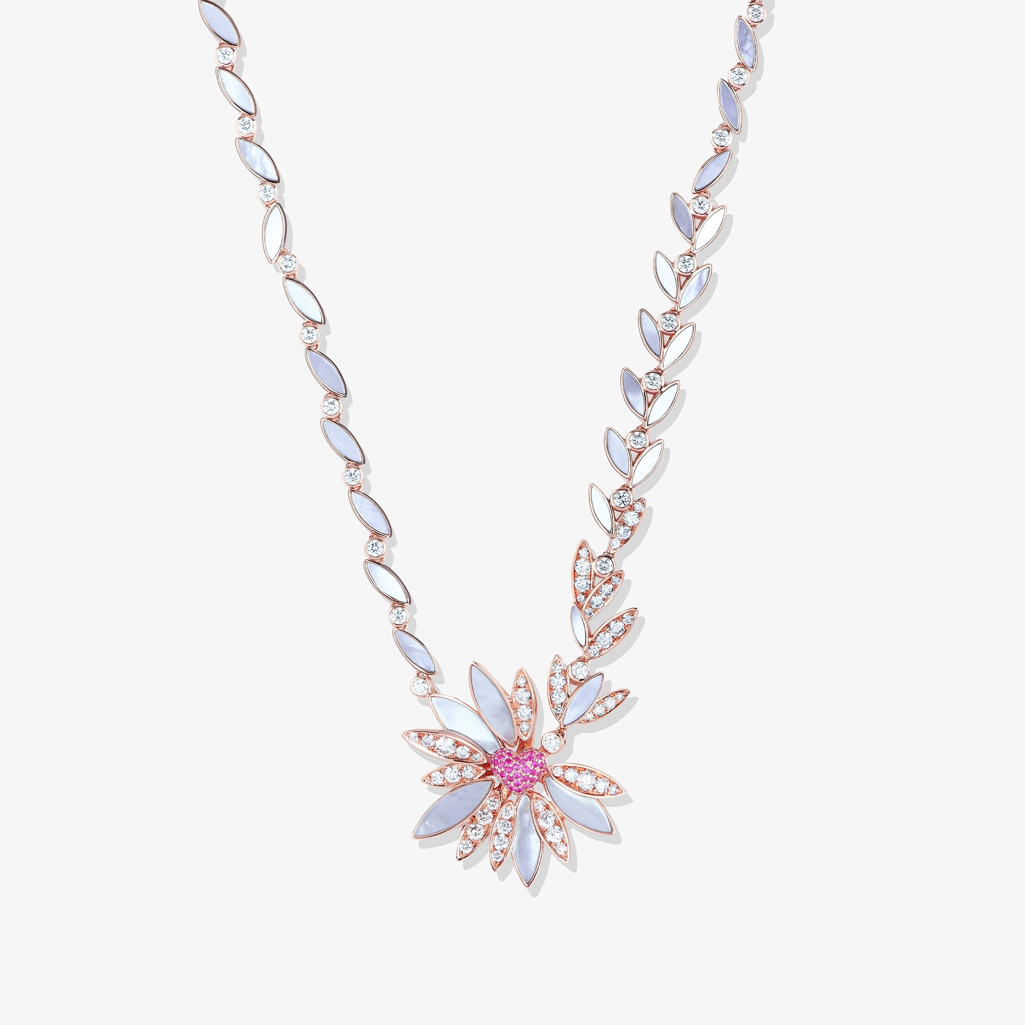 Love Me, Love Me Not Rose Gold Pink Sapphire Necklace