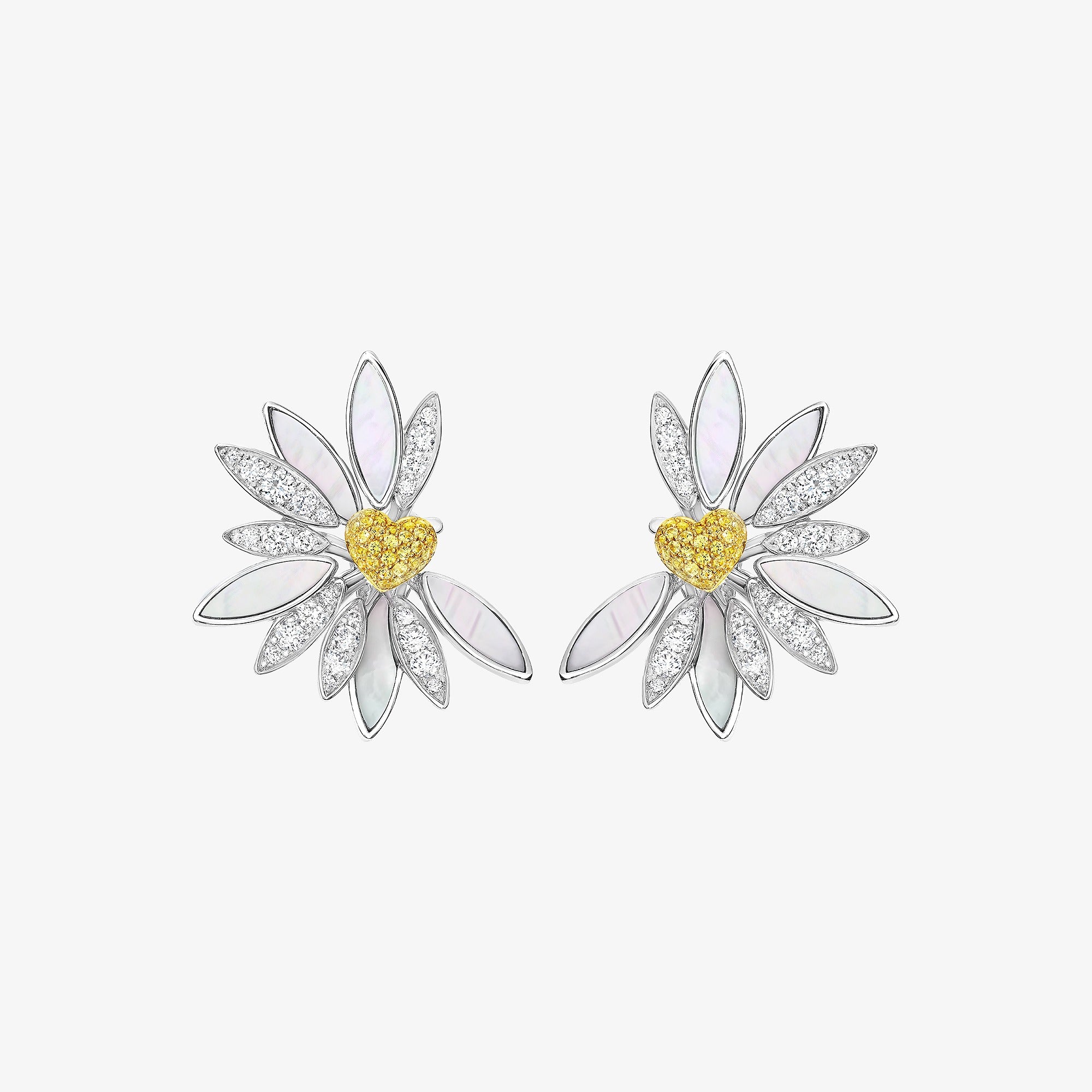 Love Me, Love Me Not White Gold Yellow Sapphire Earrings