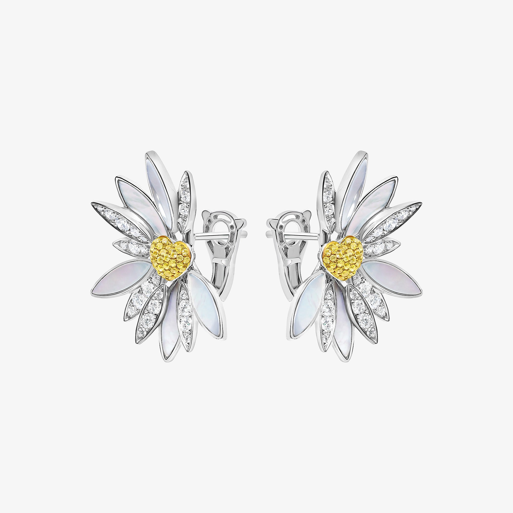 Love Me, Love Me Not White Gold Yellow Sapphire Earrings