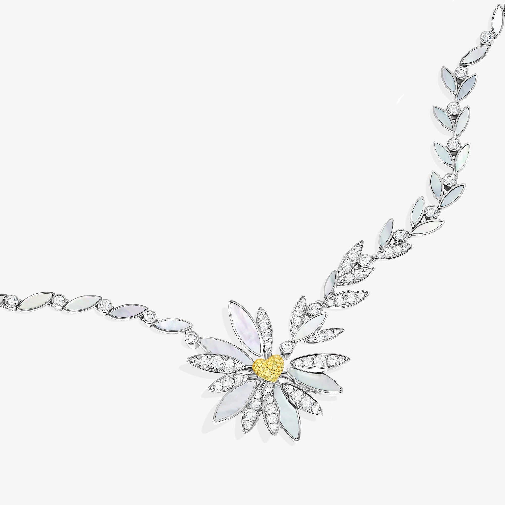 Love Me, Love Me Not White Gold Yellow Sapphire Necklace