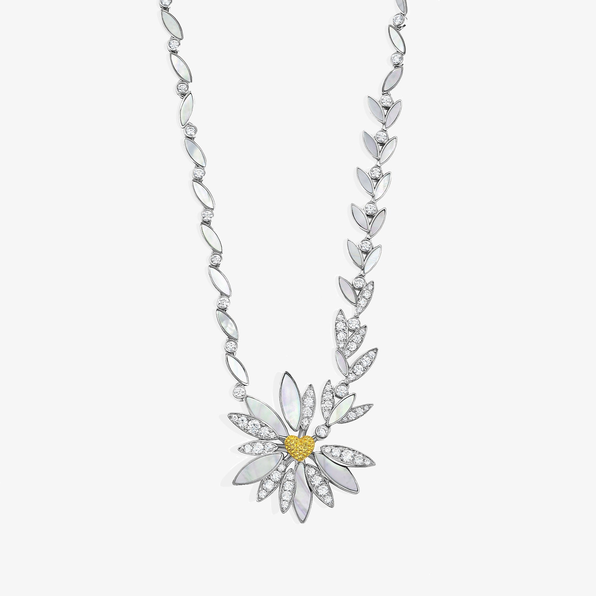 Love Me, Love Me Not White Gold Yellow Sapphire Necklace