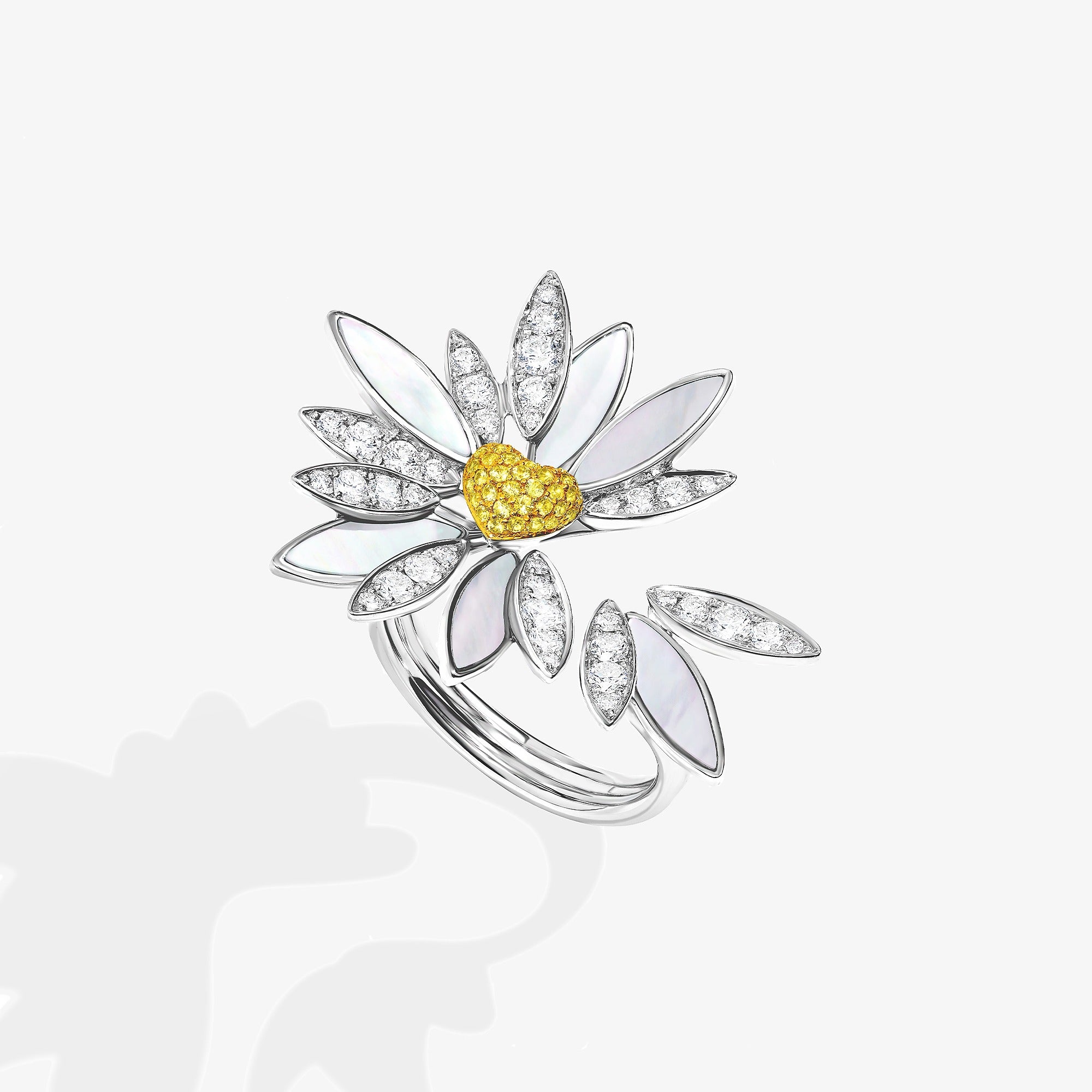 Love Me, Love Me Not White Gold Yellow Sapphire Ring