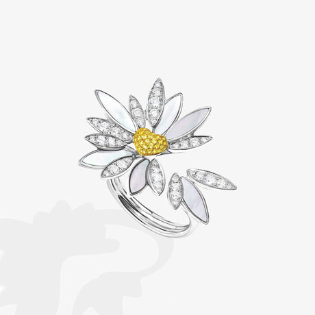 Love Me, Love Me Not White Gold Yellow Sapphire Ring - RING WOMAN by Samra Jewellery