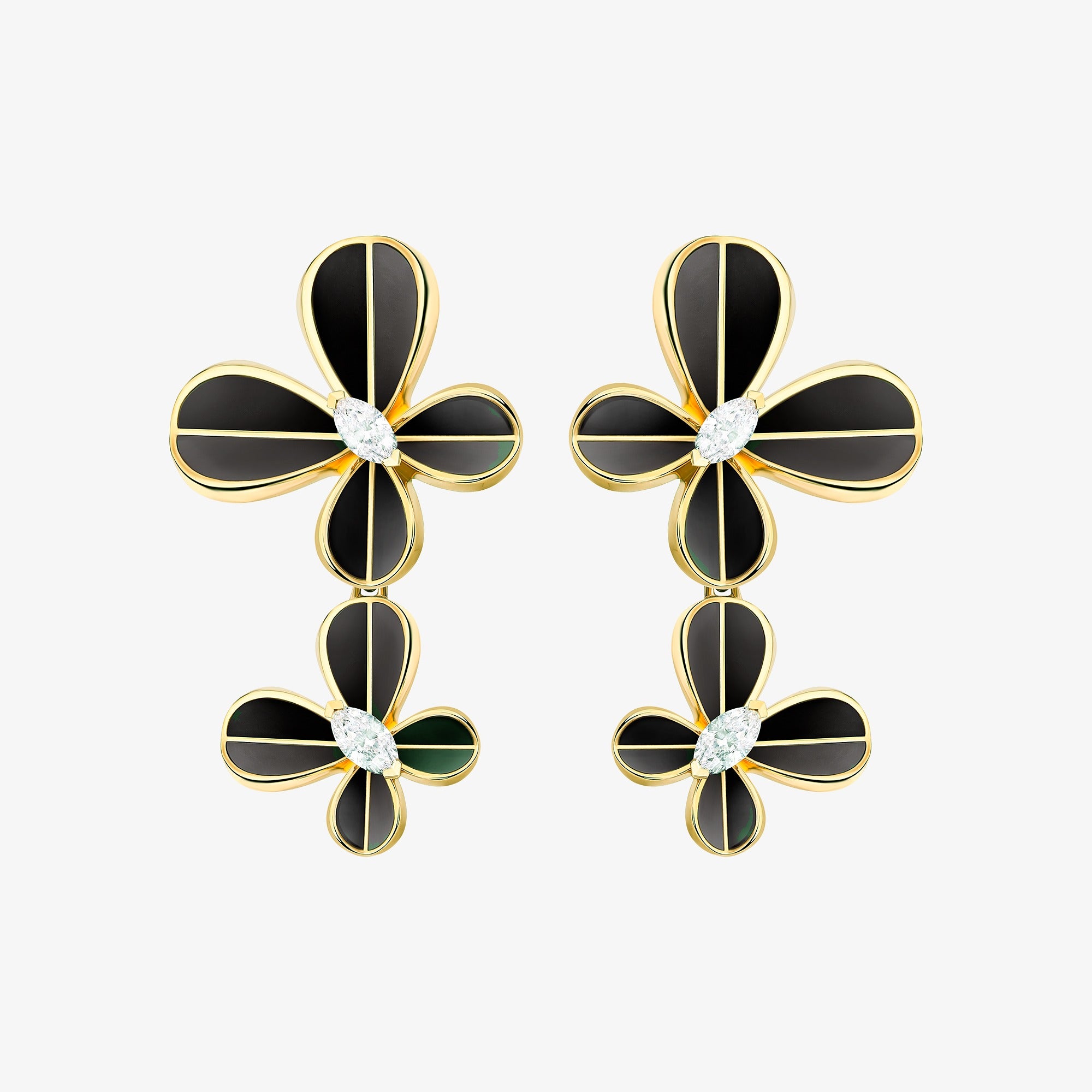 Marquise Butterfly Yellow Gold Dangling Earring