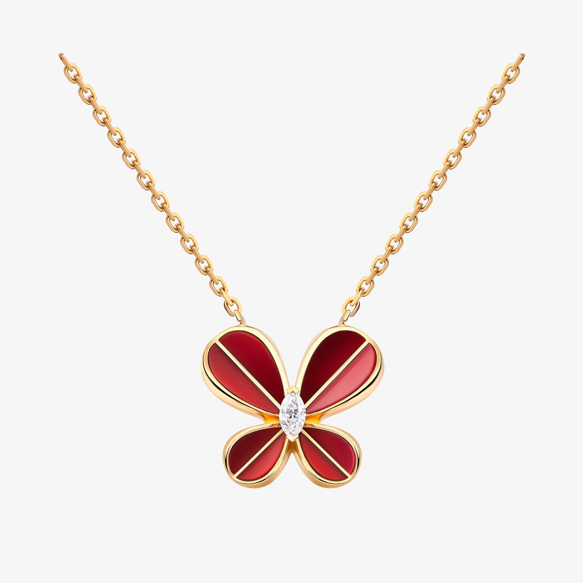 Marquise Butterfly Rose Gold Large Necklace