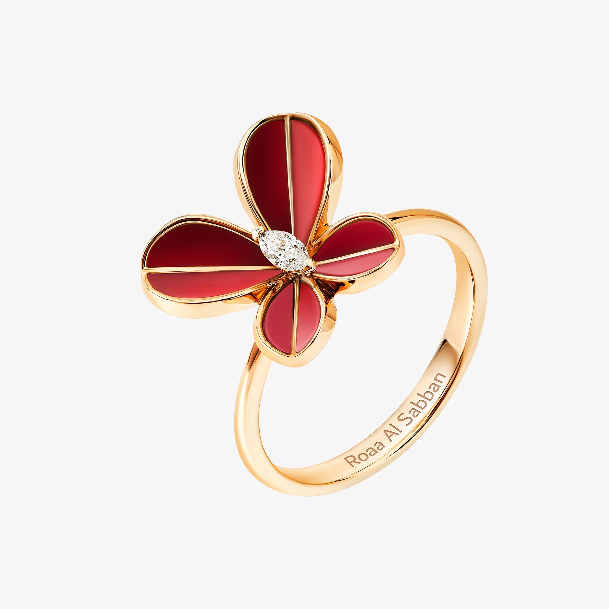 Marquise Butterfly Rose Gold Large Ring