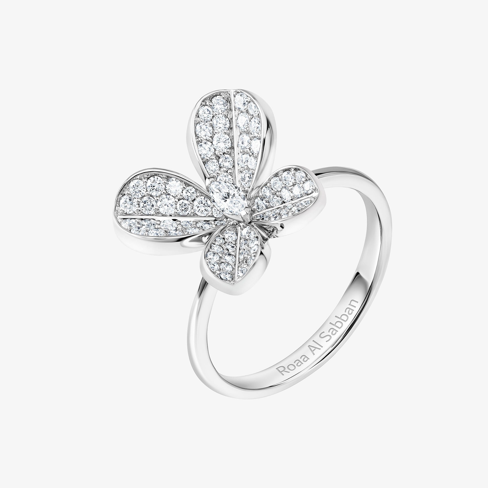 Marquise Butterfly White Gold Large Ring