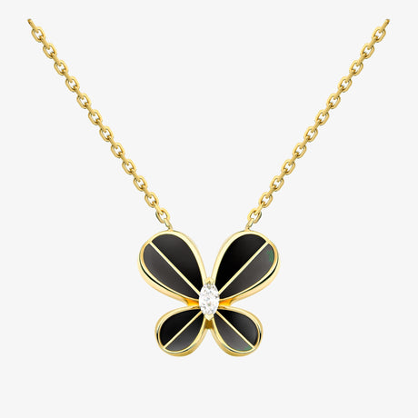 Marquise Butterfly Yellow Gold Large Necklace - NECKLACE WOMAN by Samra Jewellery