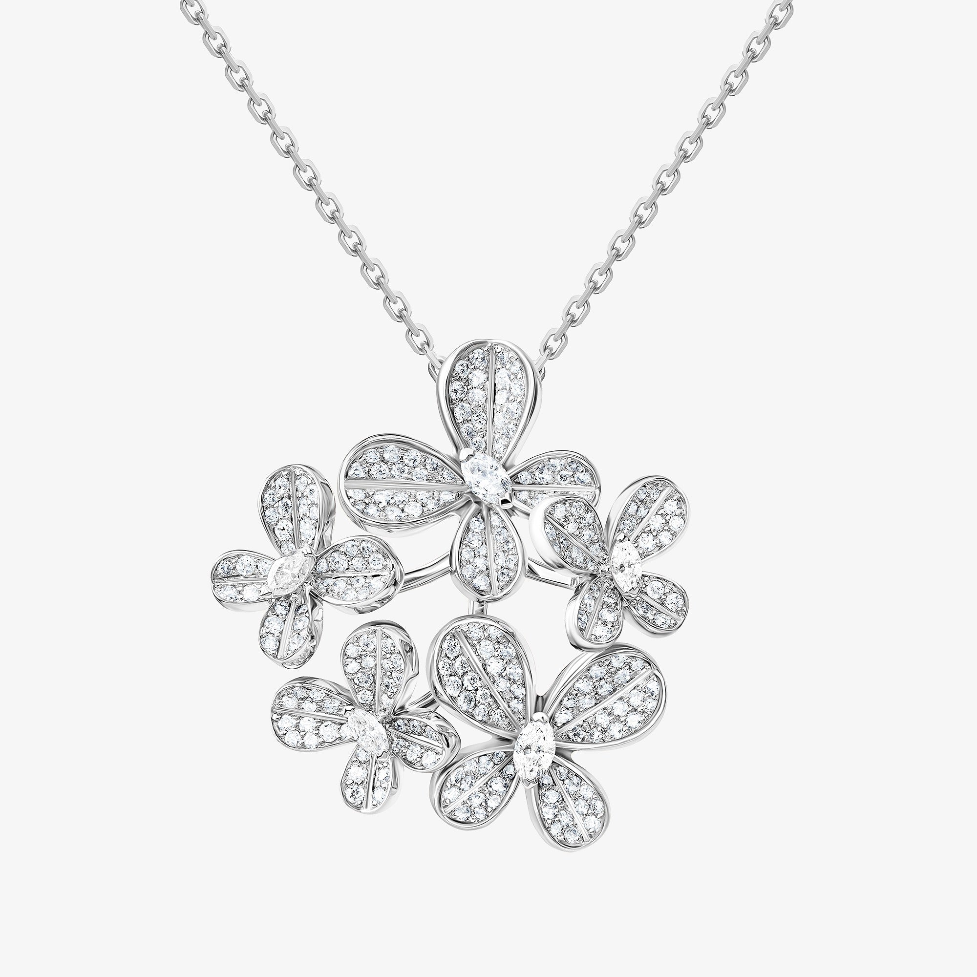 Marquise Butterfly White Gold Multi Necklace