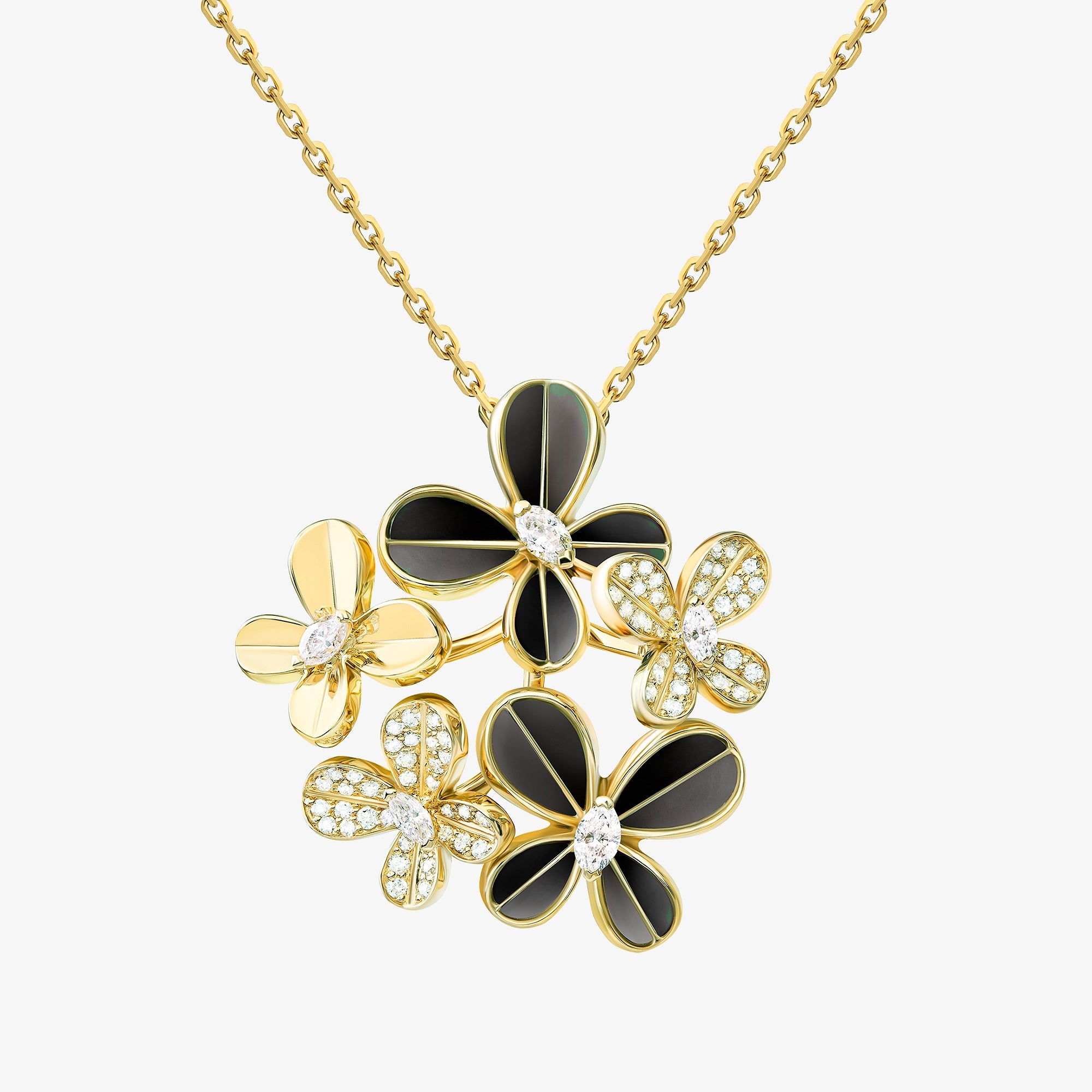 Marquise Butterfly Yellow Gold Multi Necklace