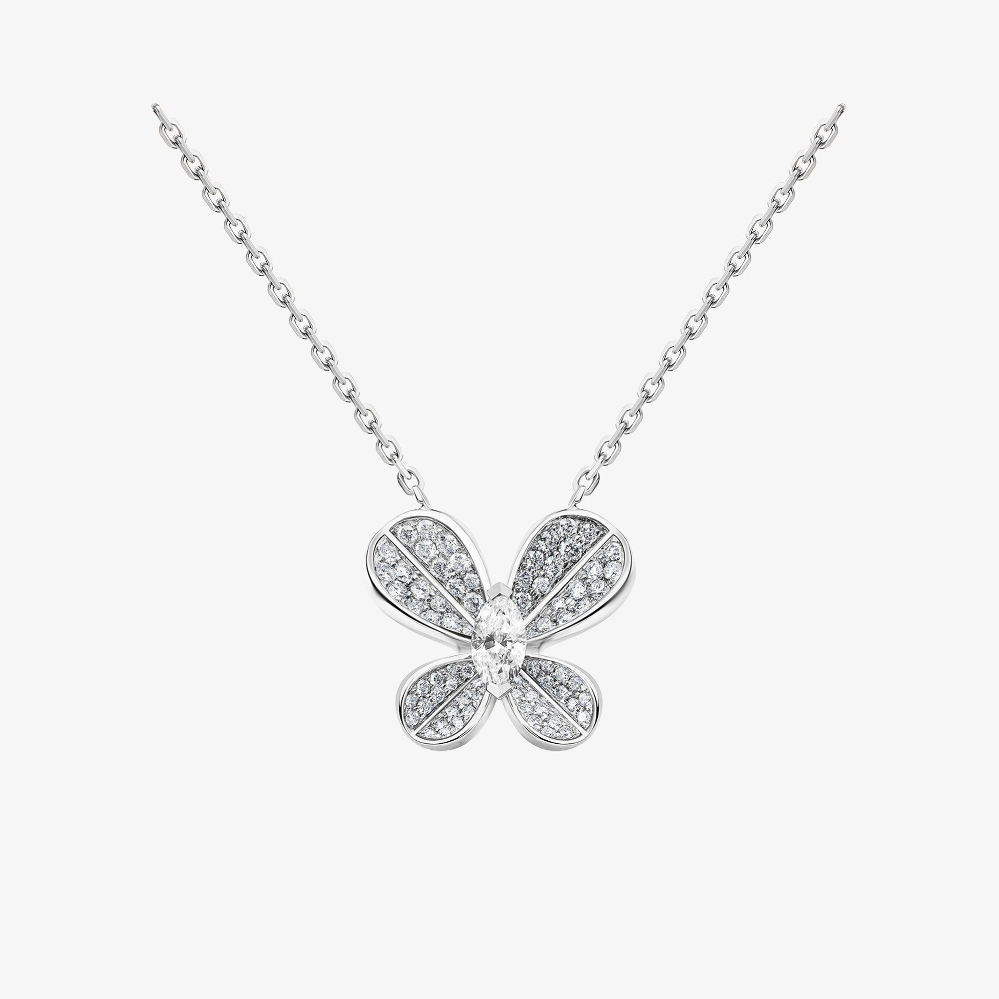 Marquise Butterfly White Gold Small Necklace
