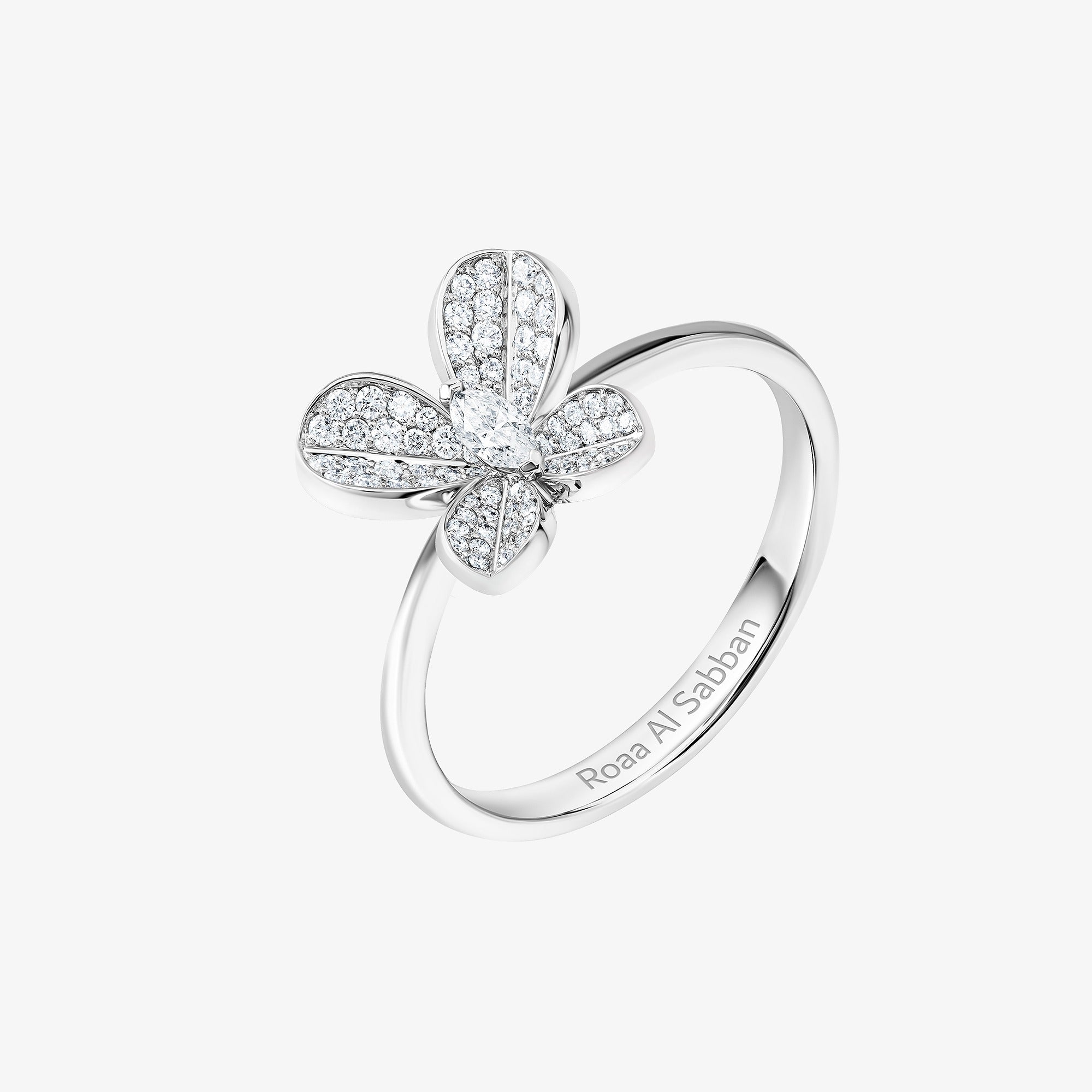 Marquise Butterfly White Gold Small Ring