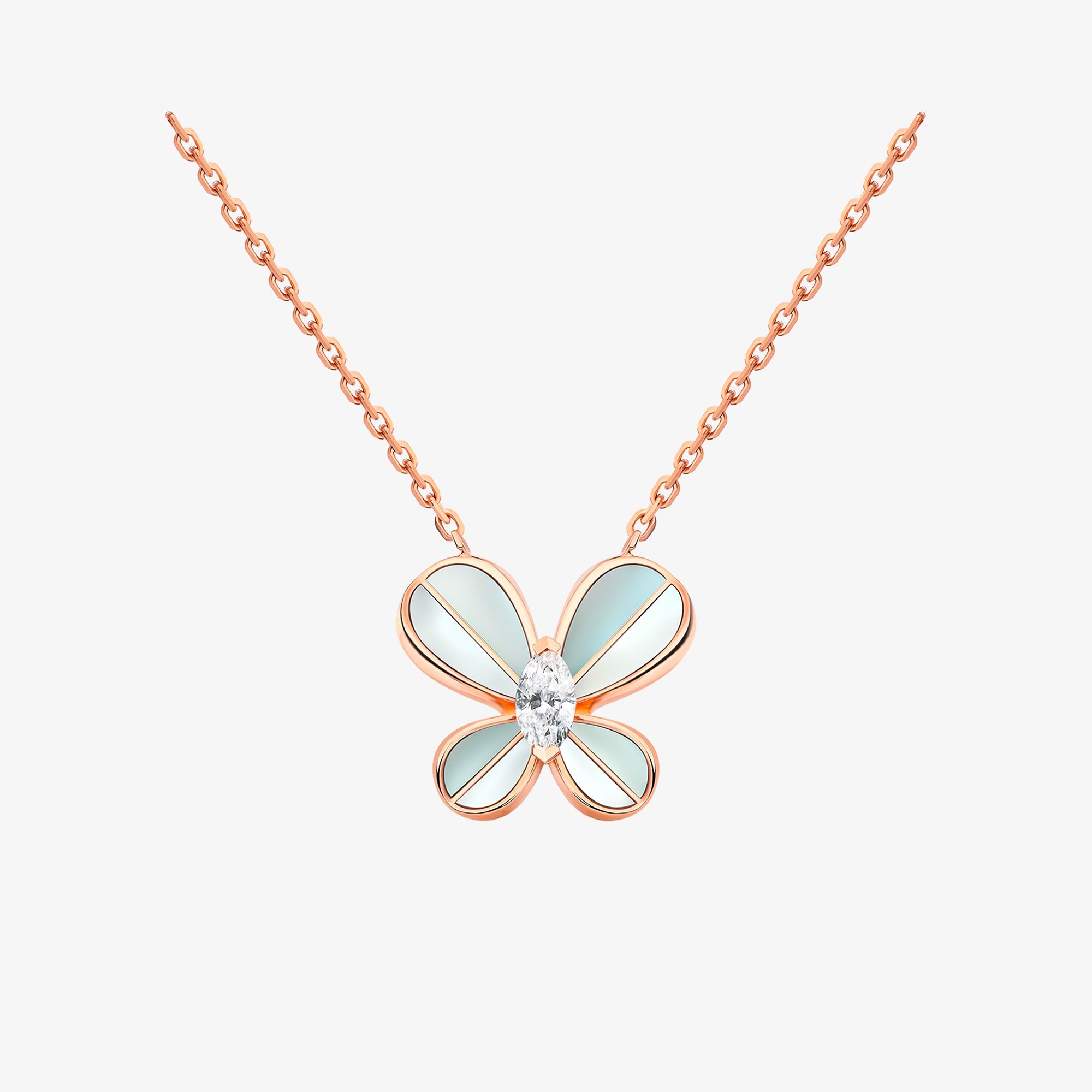 Marquise Butterfly Rose Gold Small Necklace
