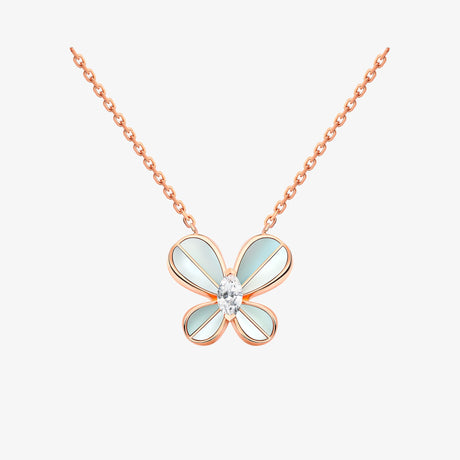 Marquise Butterfly Rose Gold Small Necklace - NECKLACE WOMAN by Samra Jewellery
