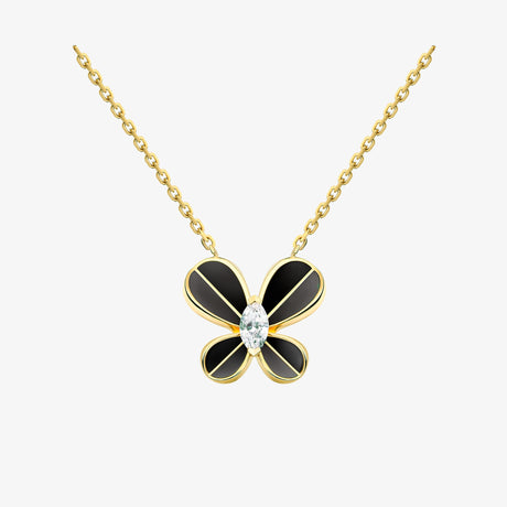 Marquise Butterfly Yellow Gold Small Necklace - NECKLACE WOMAN by Samra Jewellery