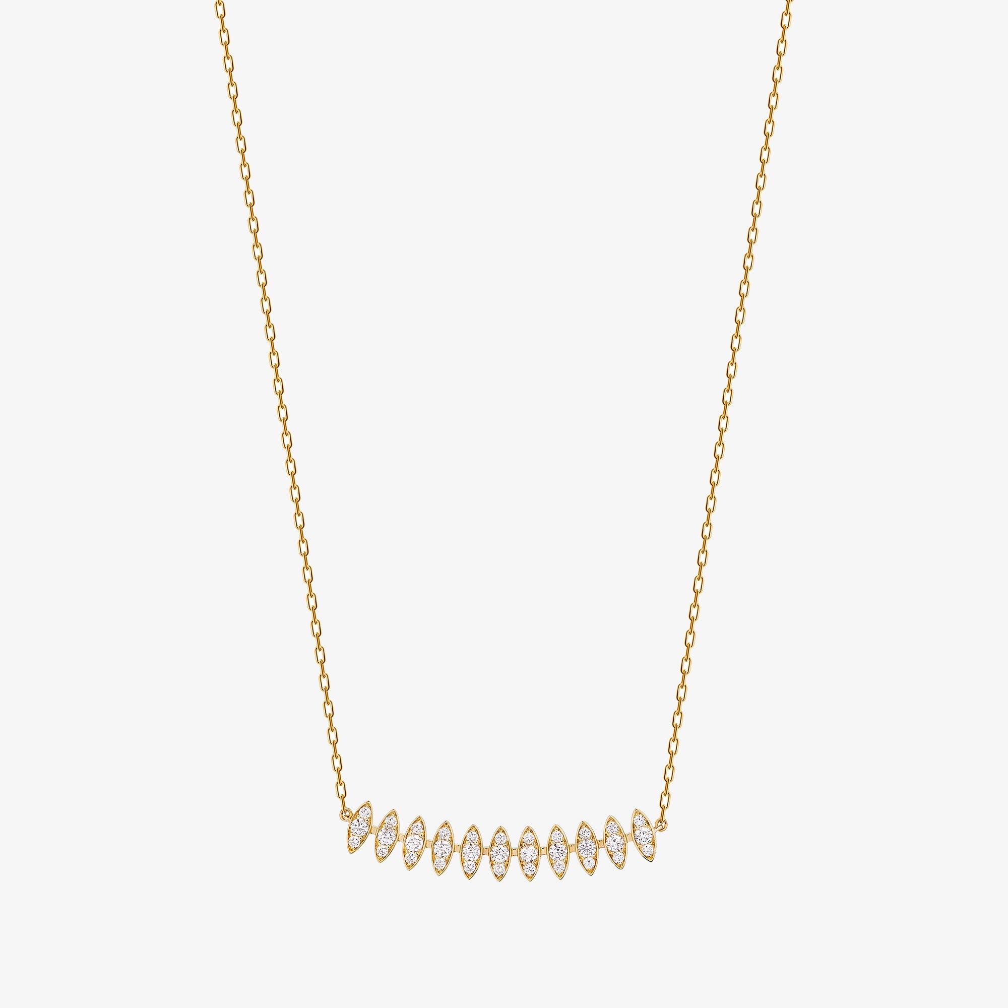 عقد كبير ذهب أصفر مرصّع بماسات ماركيز من برق