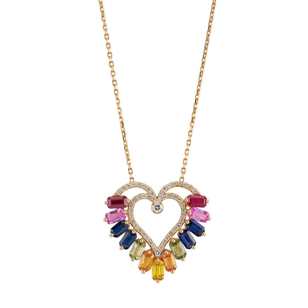 Kanz Rose Gold Colored Sapphire Heart Necklace - Samra Jewellery - Diamond Jewellery - KANZ
