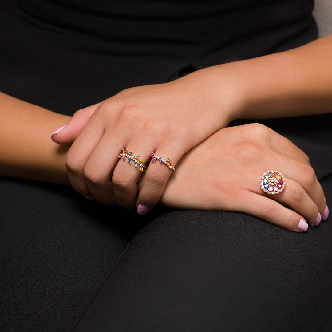 Noor Rose Gold Marquise Colored Sapphire Ring - Samra Jewellery - Diamond Jewellery - NOOR