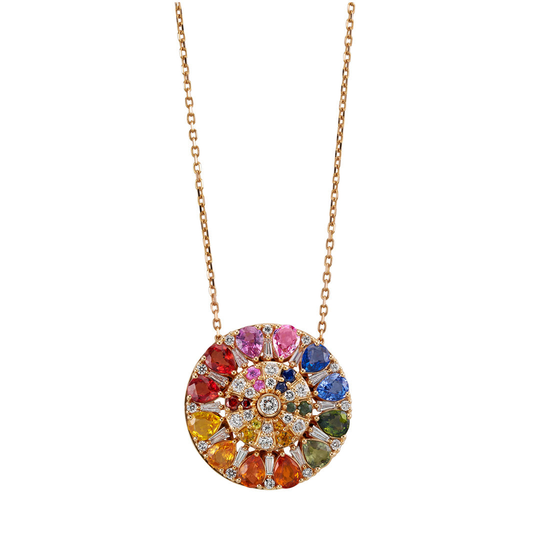 Kanz Rose Gold Pear Colored Sapphire Necklace - Samra Jewellery - Diamond Jewellery - KANZ