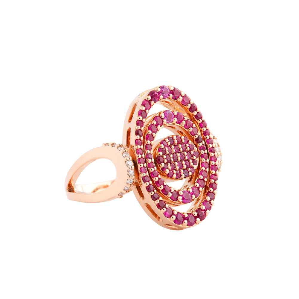 Noor Rose Gold Ruby Reversible Ring - Samra Jewellery - Diamond Jewellery - NOOR