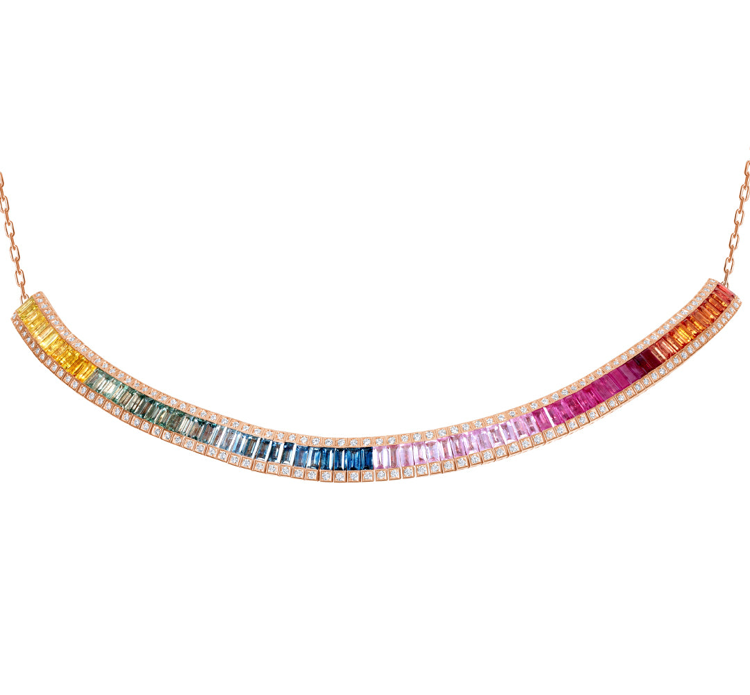 Noor Rose Gold Baguette Sapphire Choker - Samra Jewellery - Diamond Jewellery - NOOR