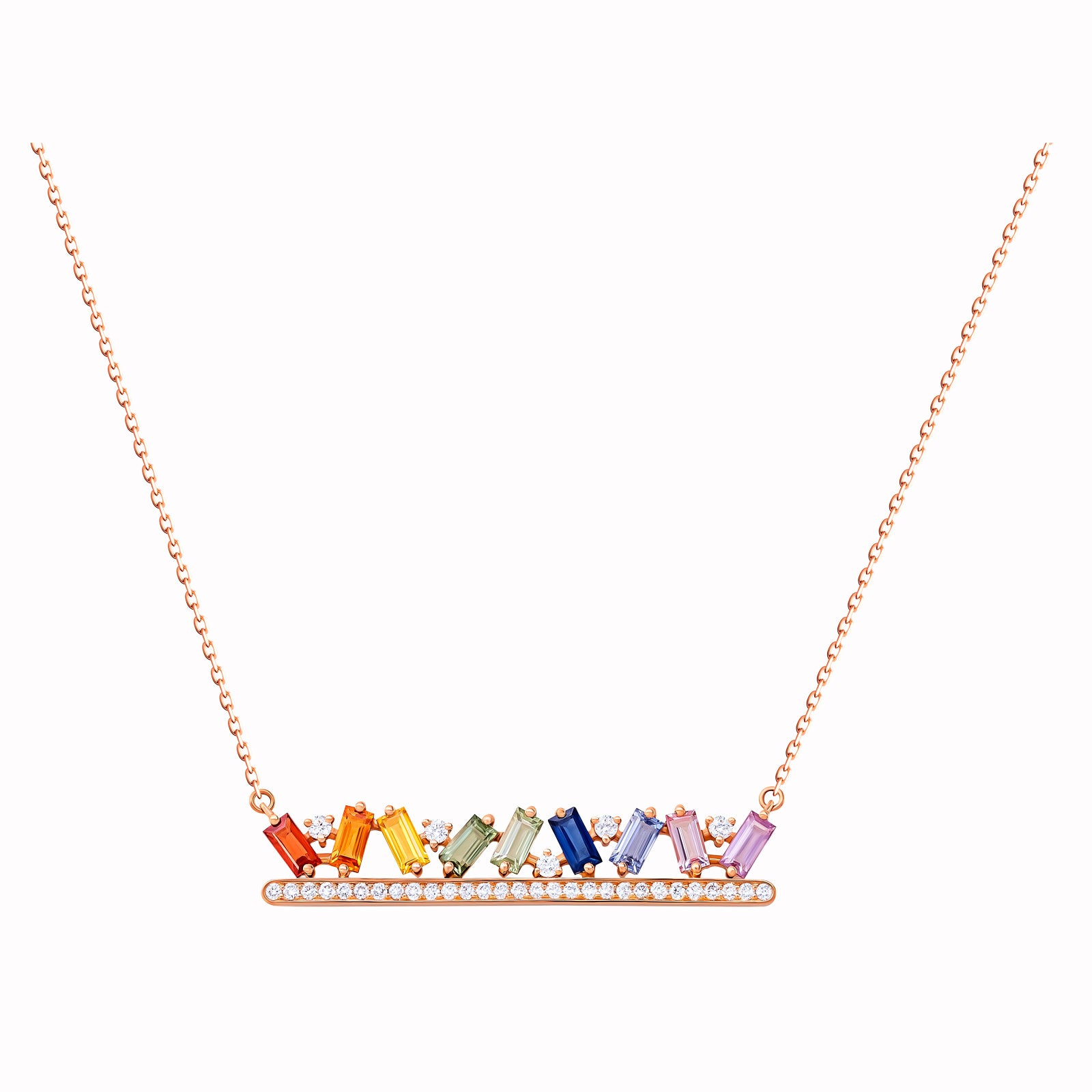 Noor Rose Gold Baguette Sapphires Necklace