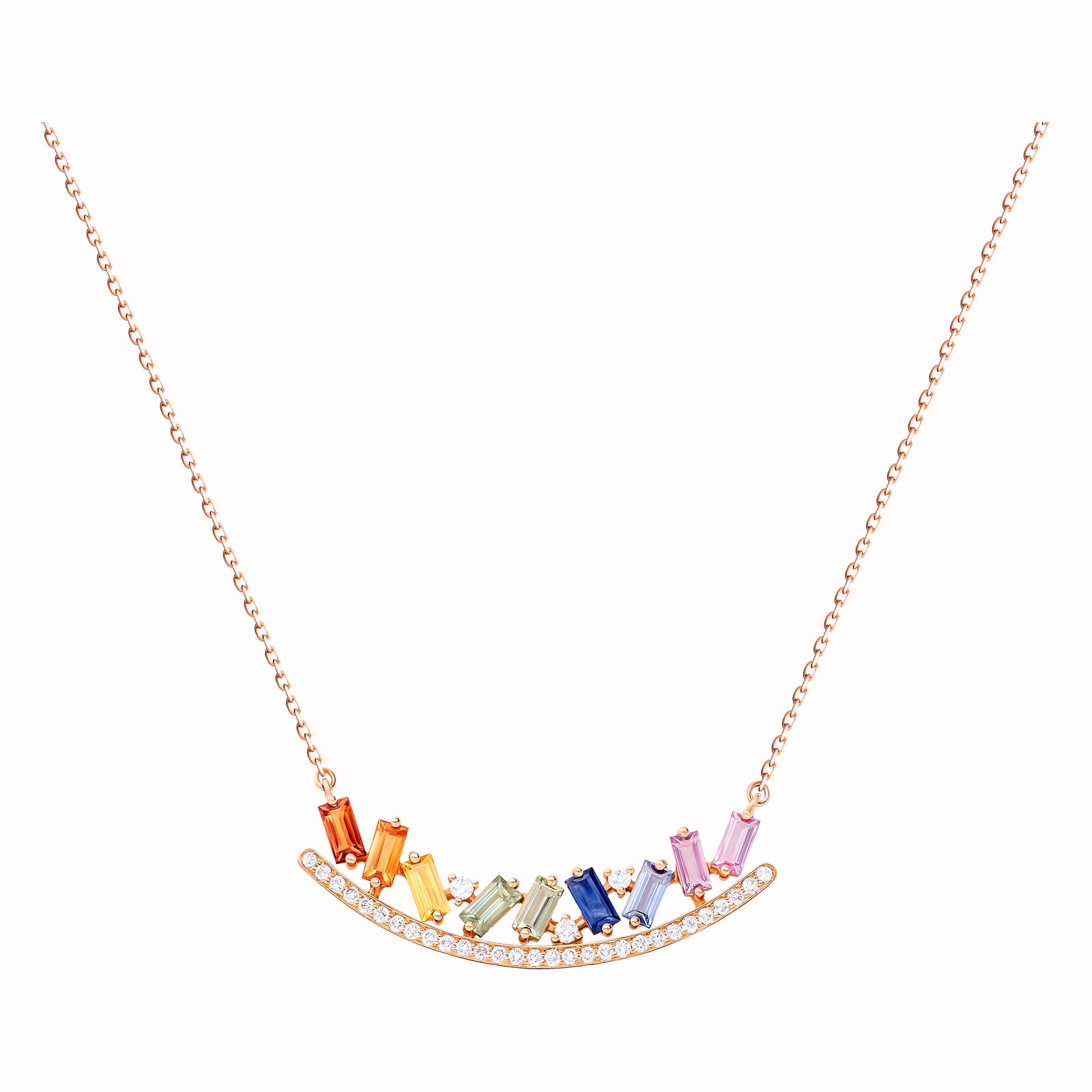 Noor Rose Gold Baguette Sapphires Necklace