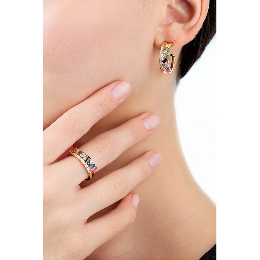 Noor Rose Gold Diamond Sapphire Earring - Samra Jewellery - Diamond Jewellery - NOOR