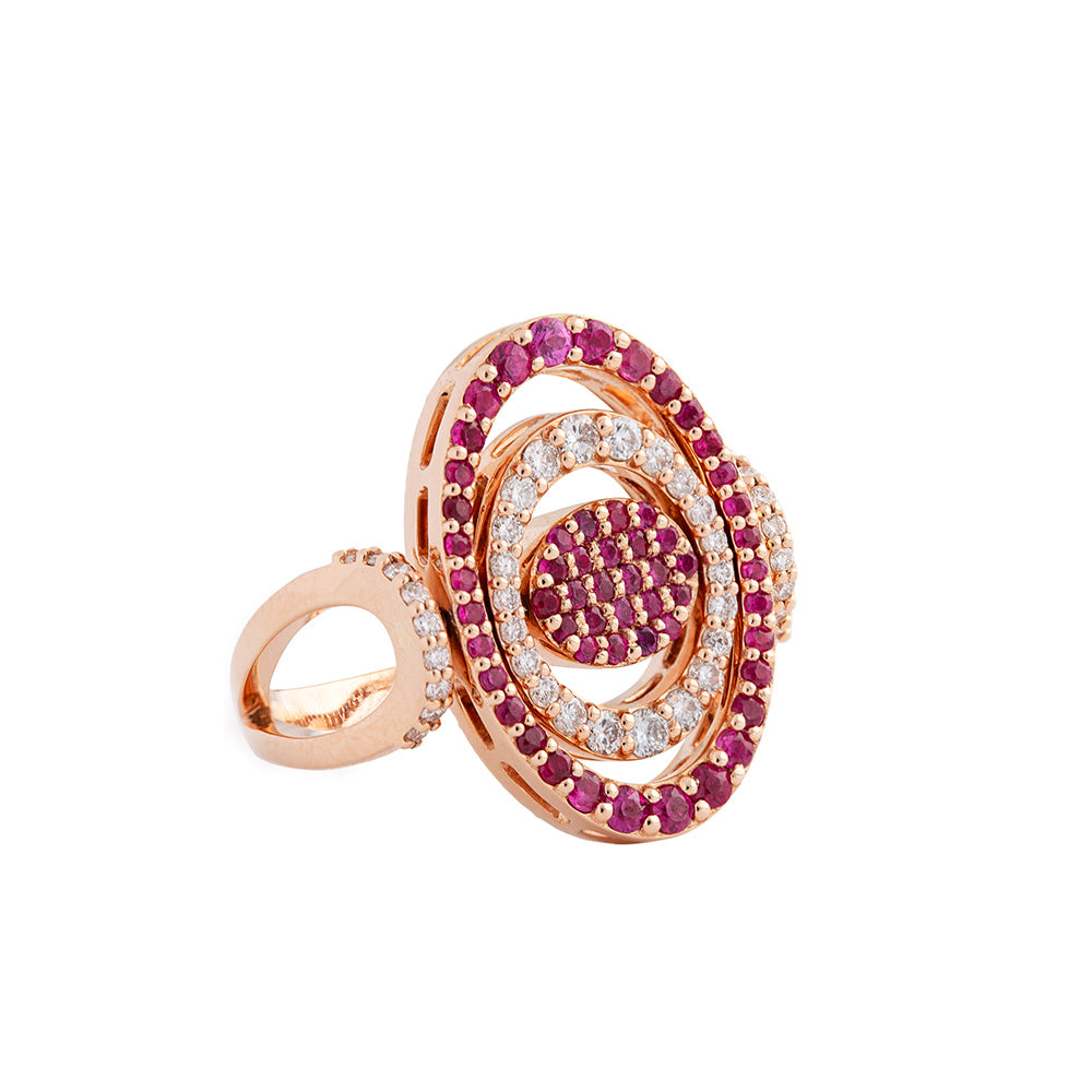 Noor Rose Gold Ruby Reversible Ring - Samra Jewellery - Diamond Jewellery - NOOR