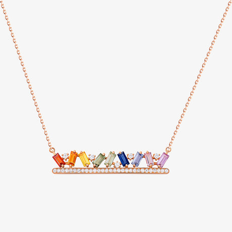 Noor Rose Gold Baguette Sapphires Necklace - NECKLACE WOMAN by Samra Jewellery
