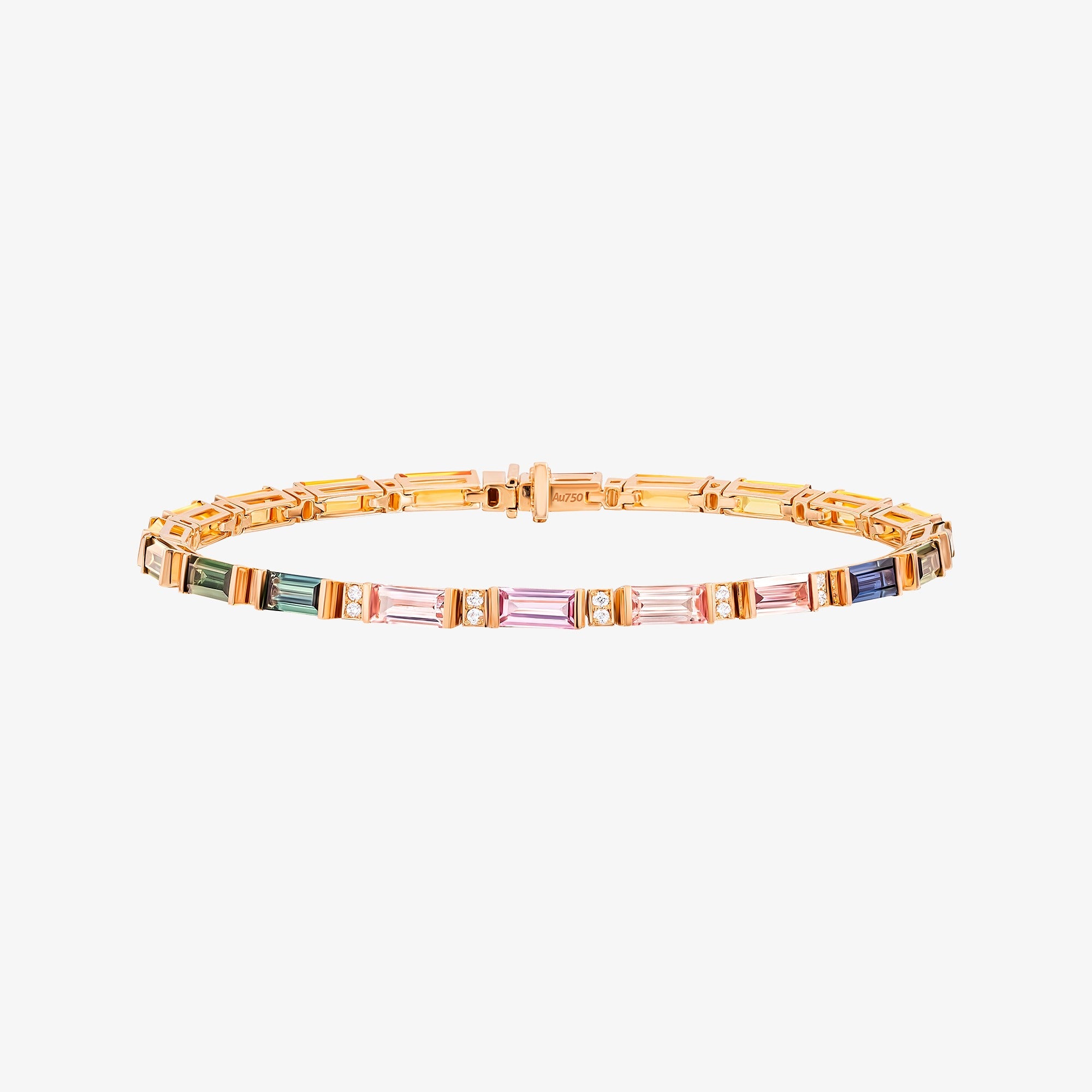 Noor Rose Gold Baguette Sapphire Large Bracelet