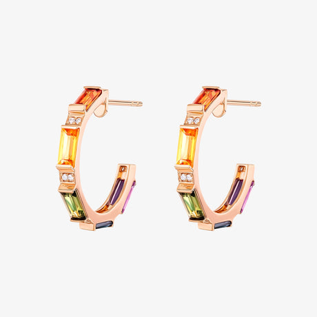 Noor Rose Gold Sapphire Large Hoop Earring - EARRING WOMAN by Samra Jewellery
