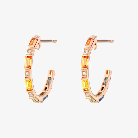 Noor Rose Gold Sapphire Small Hoop Earring - EARRING WOMAN by Samra Jewellery