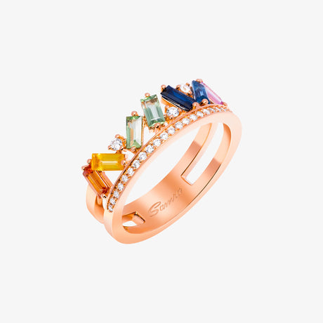 Noor Rose Gold Diamond Sapphire Ring - RING WOMAN by Samra Jewellery