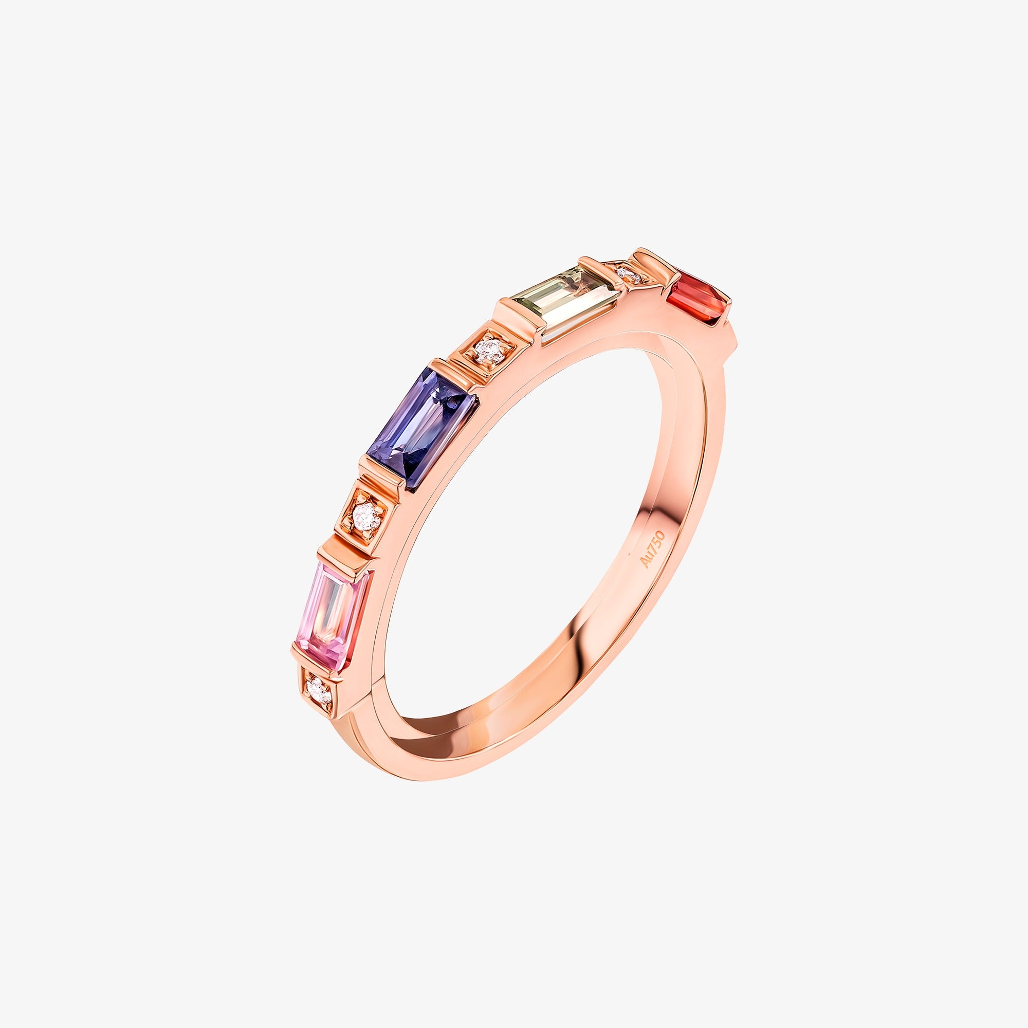 Noor Rose Gold Baguette Sapphire Small Ring