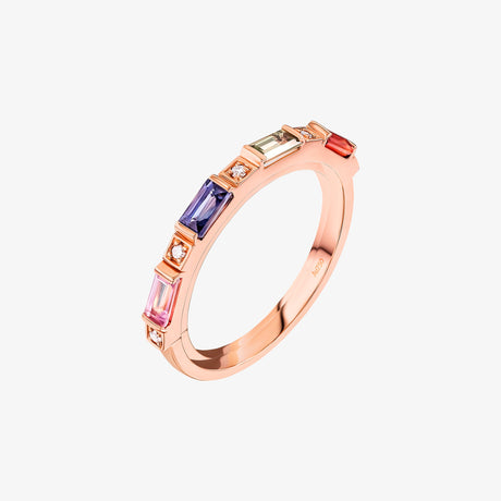 Noor Rose Gold Baguette Sapphire Small Ring - RING WOMAN by Samra Jewellery