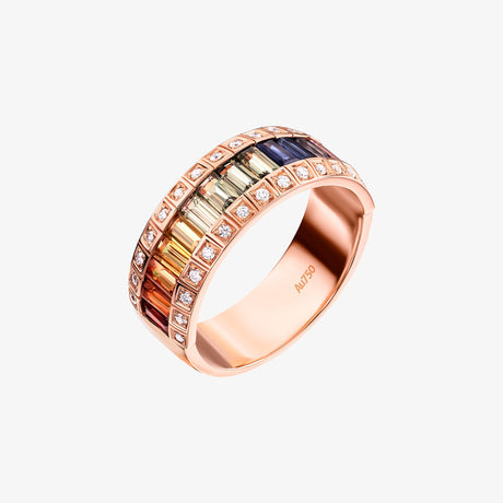 Noor Rose Gold Baguette Sapphire Half Set Band - RING WOMAN by Samra Jewellery