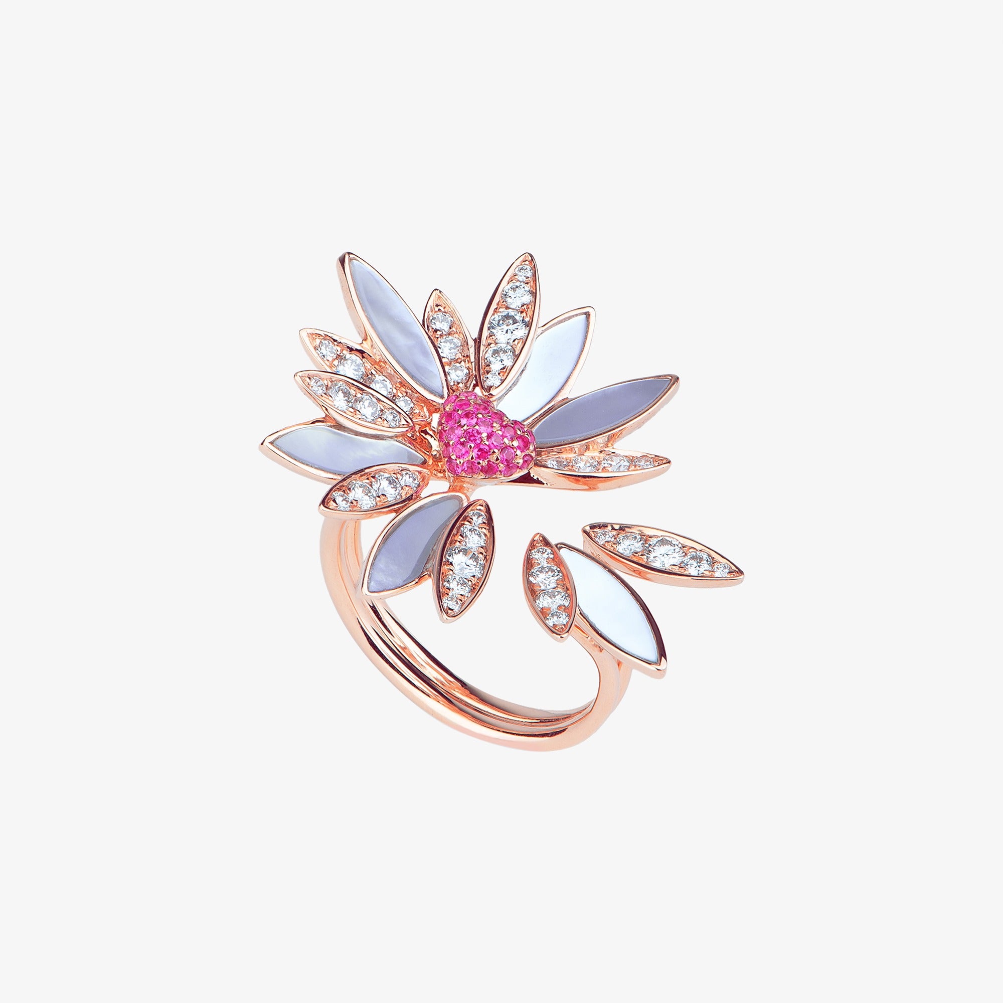 خاتم من الياقوت الزهري والذهب الزهري من بتحبّ ما بتحبّ